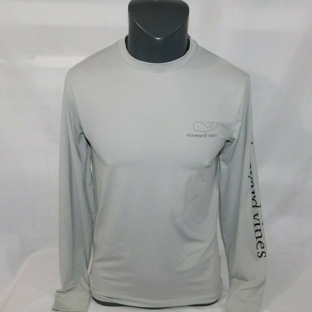 Vineyard Vines Long Sleeve Performance Athletic Workout Gray Shirt Mens XS Whale
